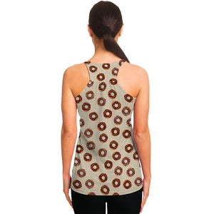 Chocolate Donuts Pattern Print Women's Racerback Tank Top