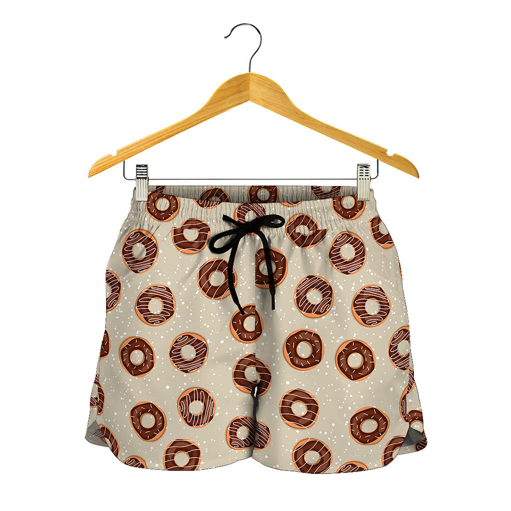 Chocolate Donuts Pattern Print Women's Shorts