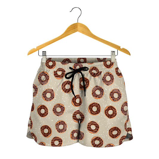Chocolate Donuts Pattern Print Women's Shorts