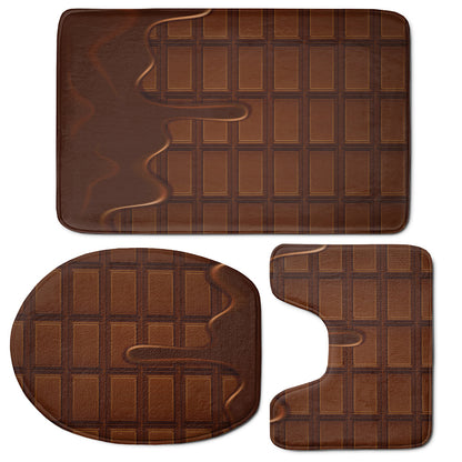 Chocolate Print 3 Piece Bath Mat Set