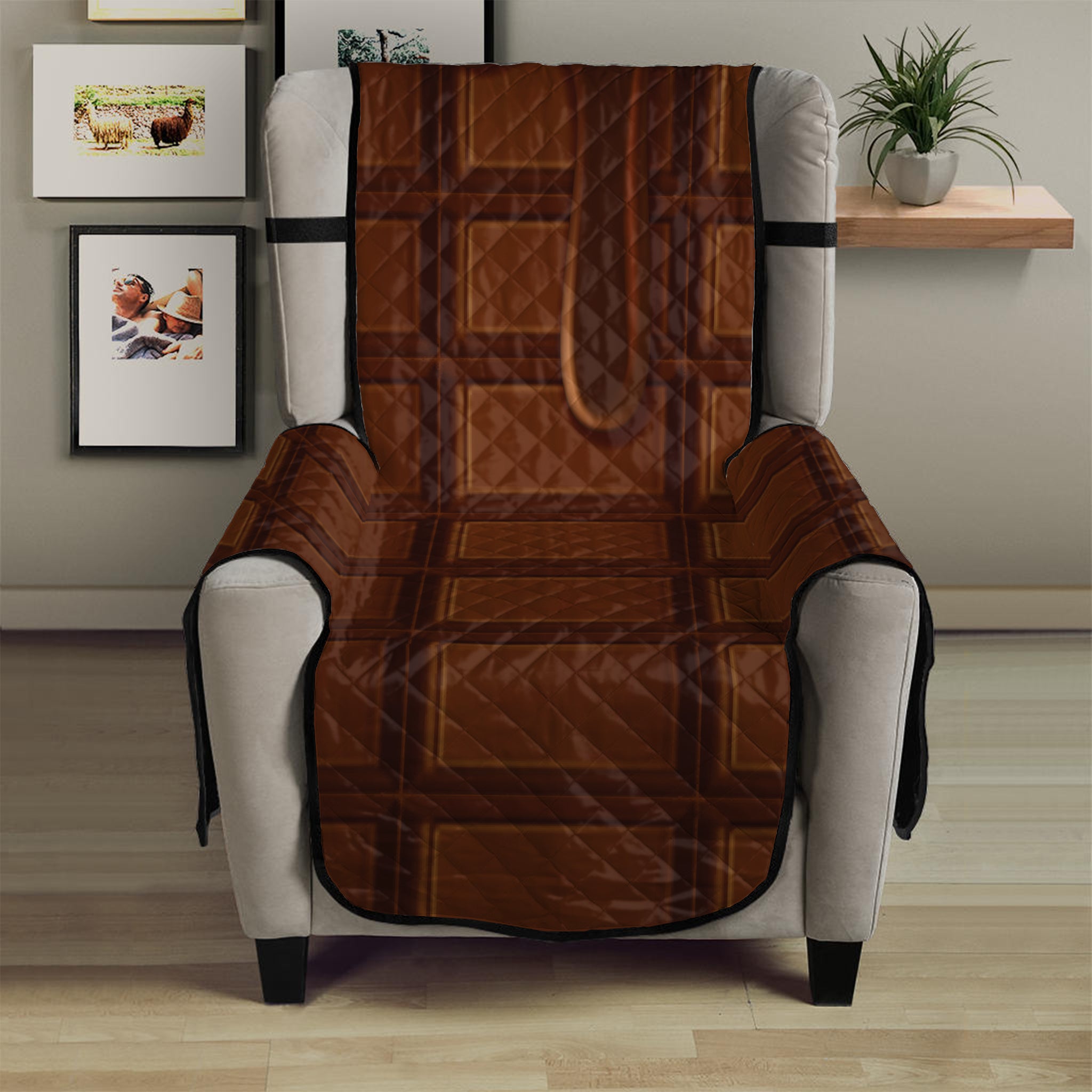 Chocolate Print Armchair Protector