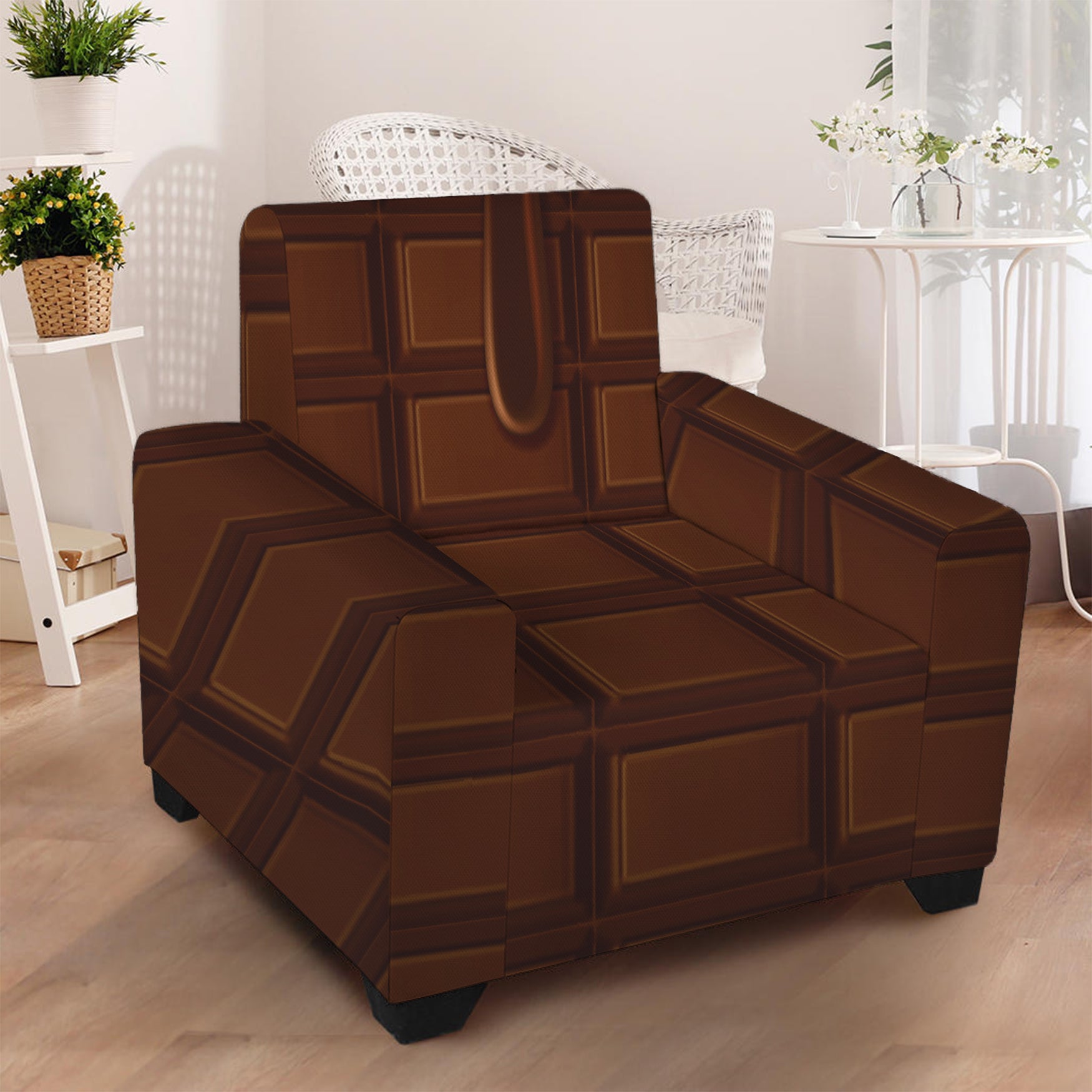 Chocolate Print Armchair Slipcover