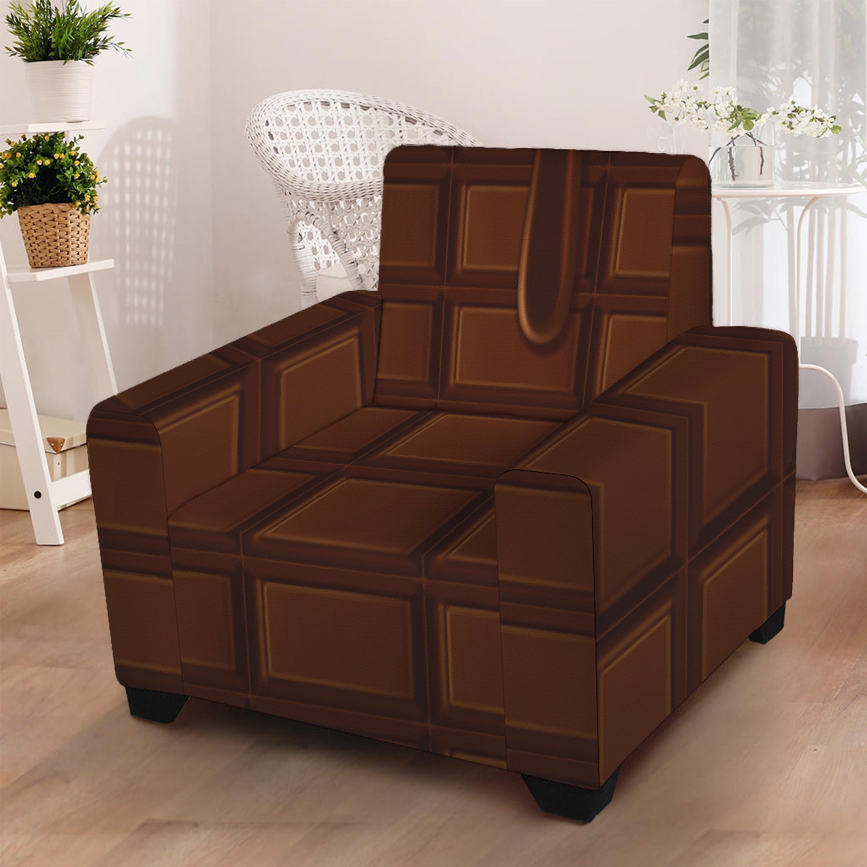 Chocolate Print Armchair Slipcover