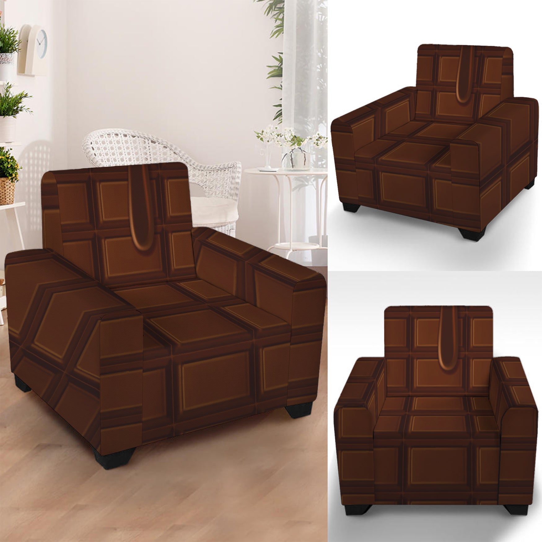 Chocolate Print Armchair Slipcover