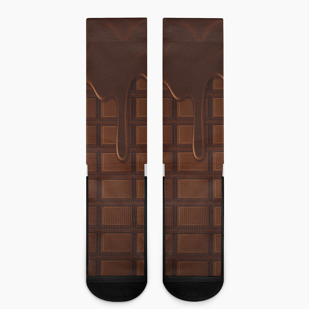 Chocolate Print Crew Socks