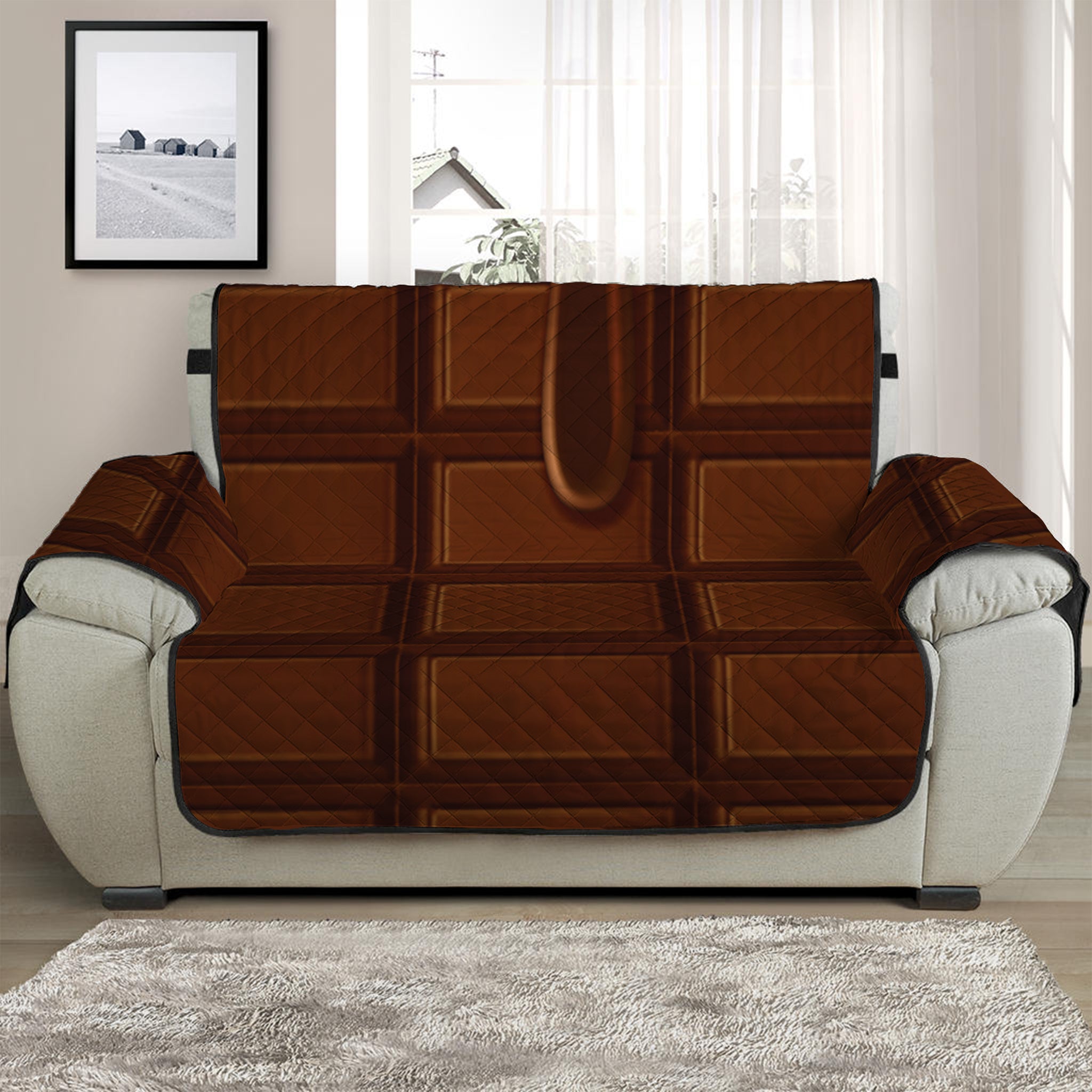 Chocolate Print Half Sofa Protector