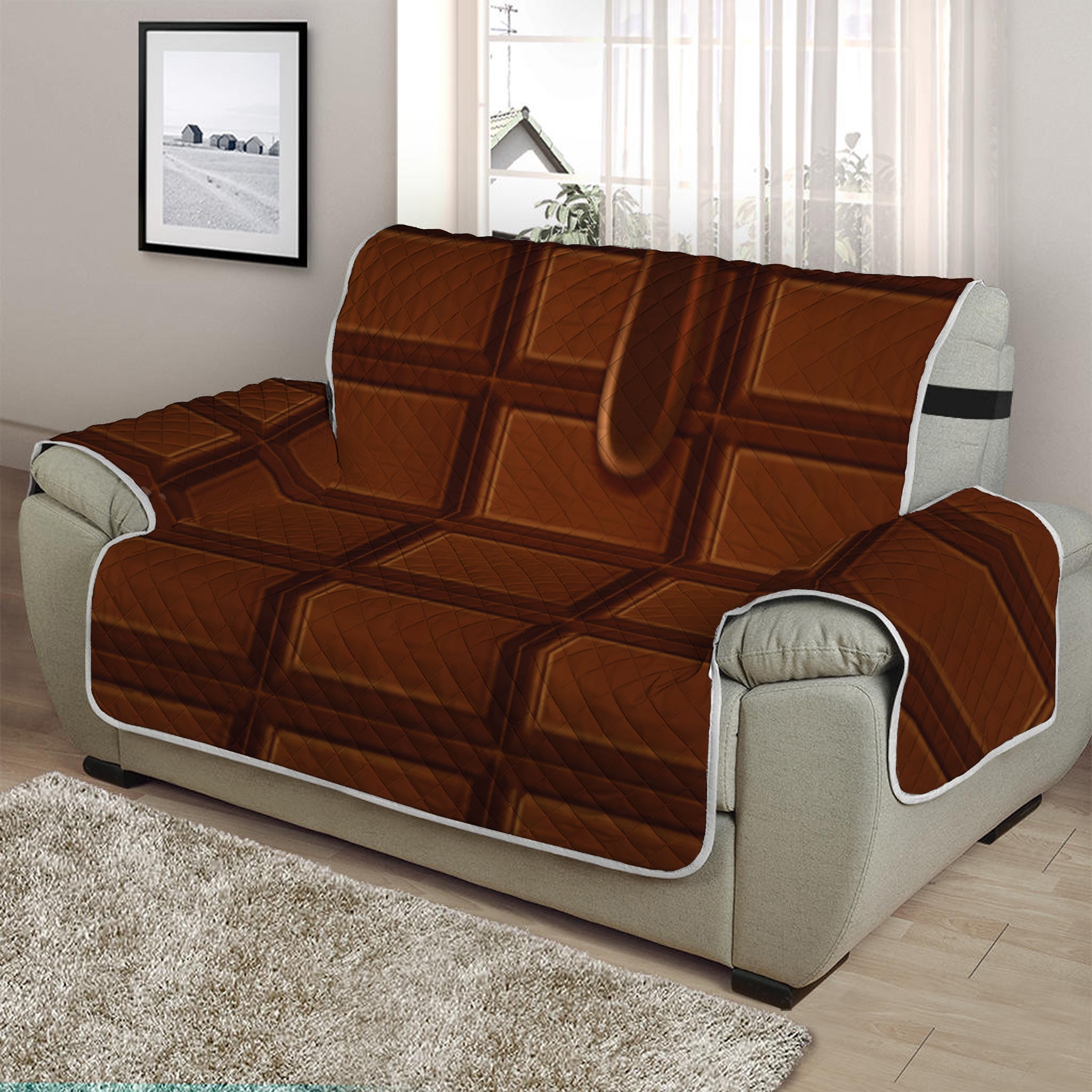 Chocolate Print Half Sofa Protector