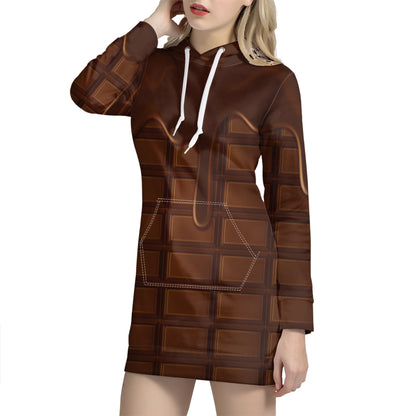 Chocolate Print Hoodie Dress