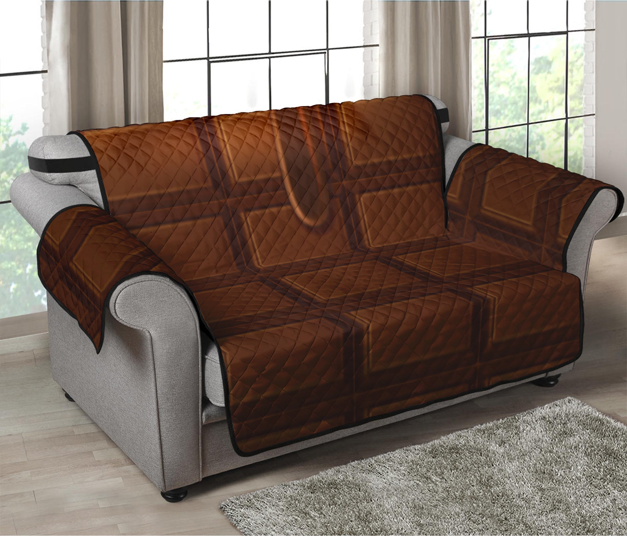 Chocolate Print Loveseat Protector