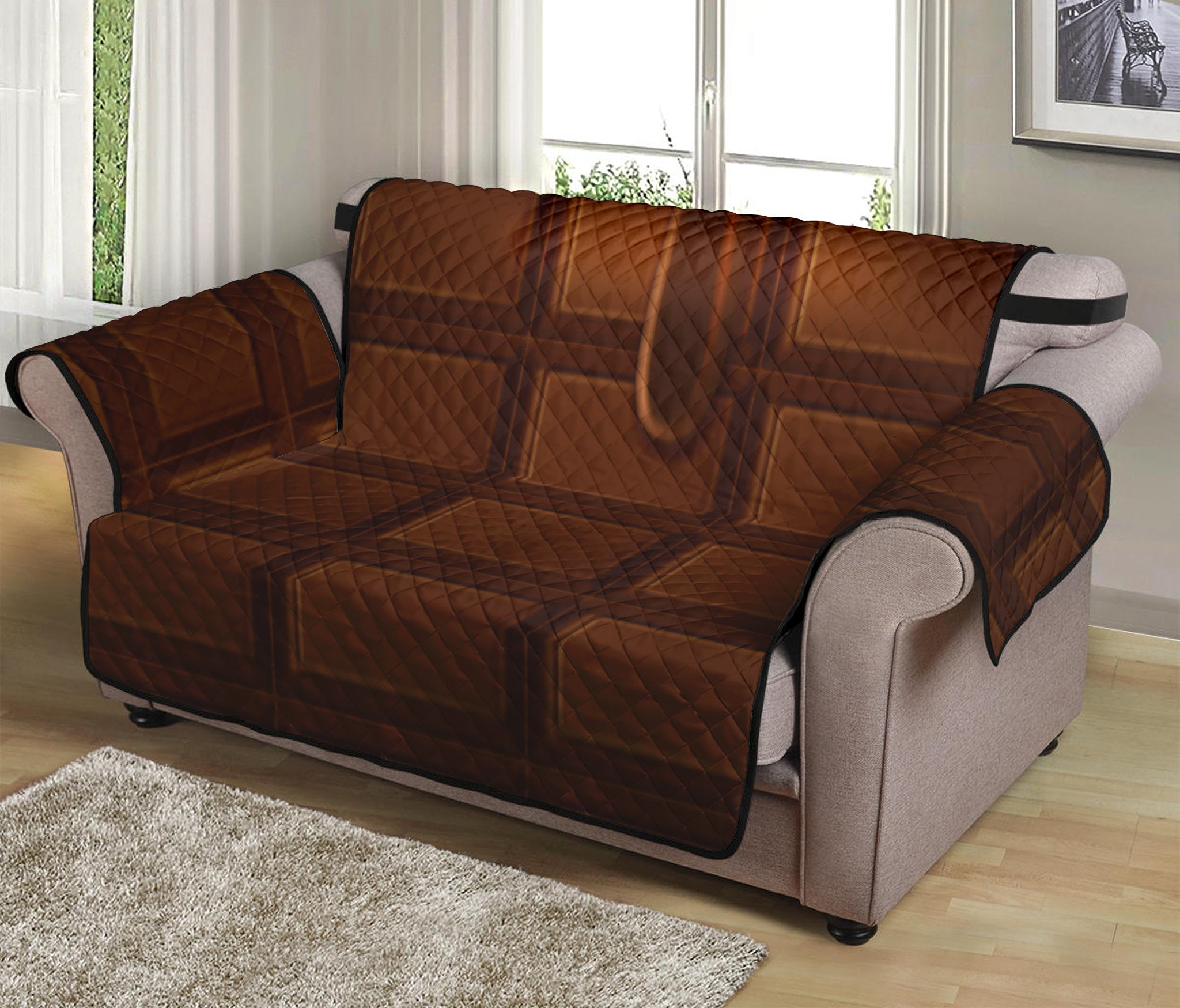 Chocolate Print Loveseat Protector