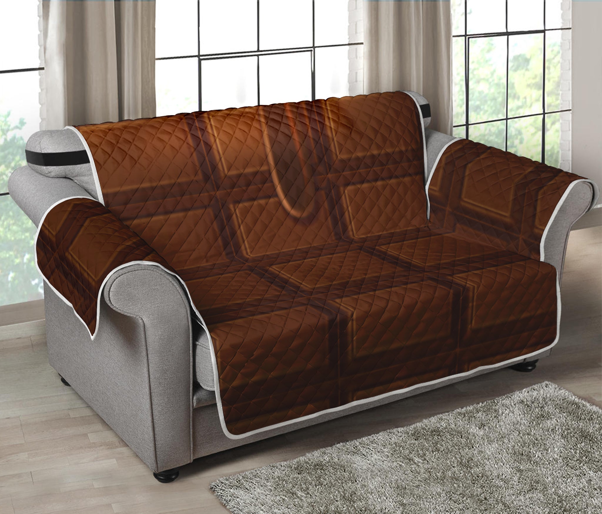 Chocolate Print Loveseat Protector