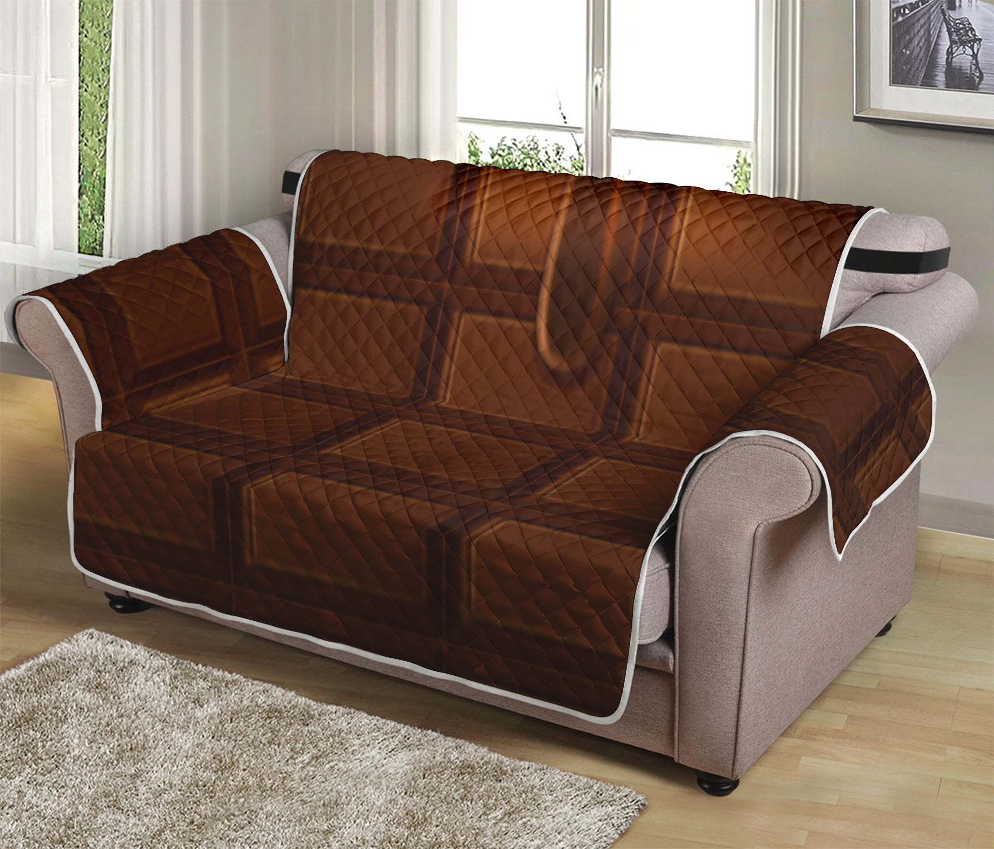 Chocolate Print Loveseat Protector