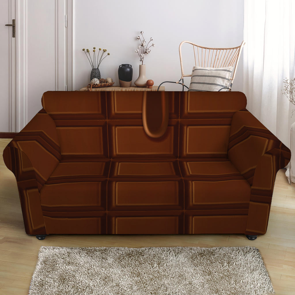 Chocolate Print Loveseat Slipcover