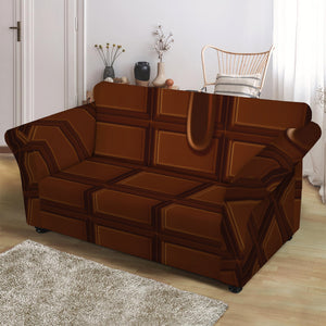 Chocolate Print Loveseat Slipcover