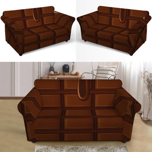 Chocolate Print Loveseat Slipcover