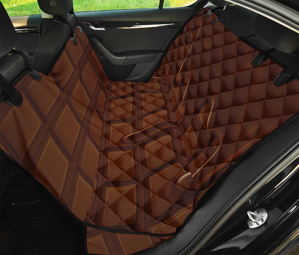 Chocolate Print Pet Car Back Seat Cover