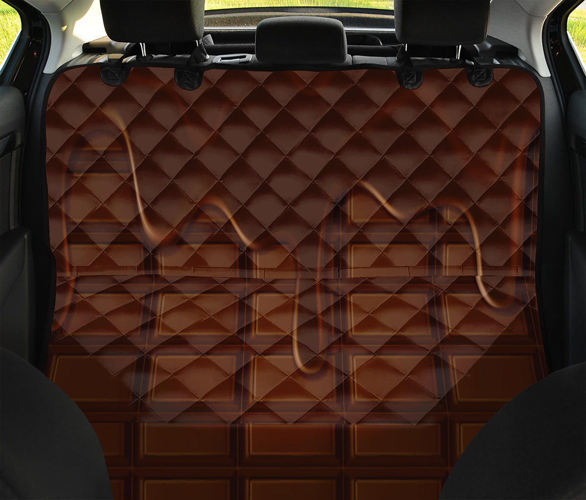 Chocolate Print Pet Car Back Seat Cover