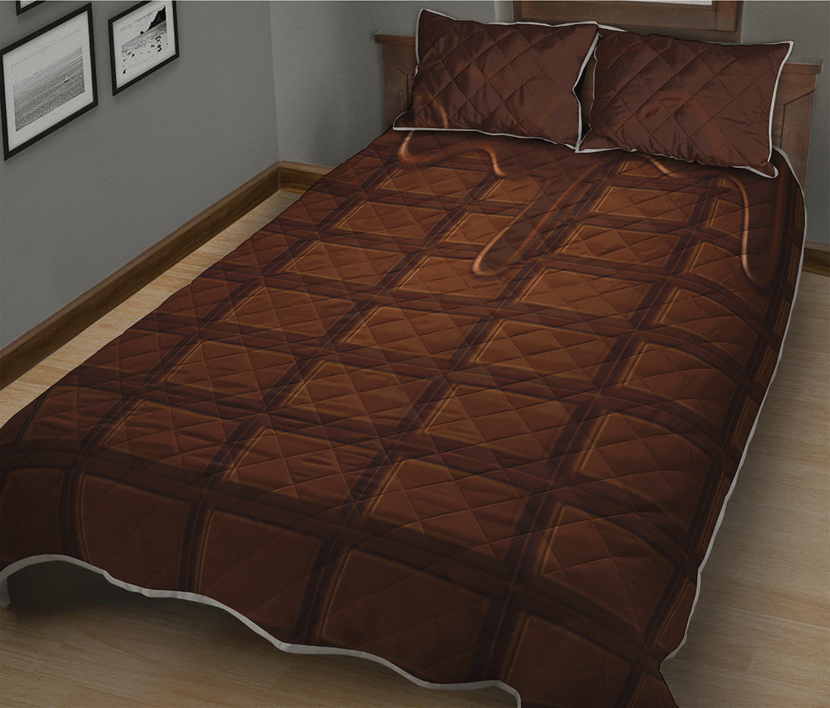 Chocolate Print Quilt Bed Set