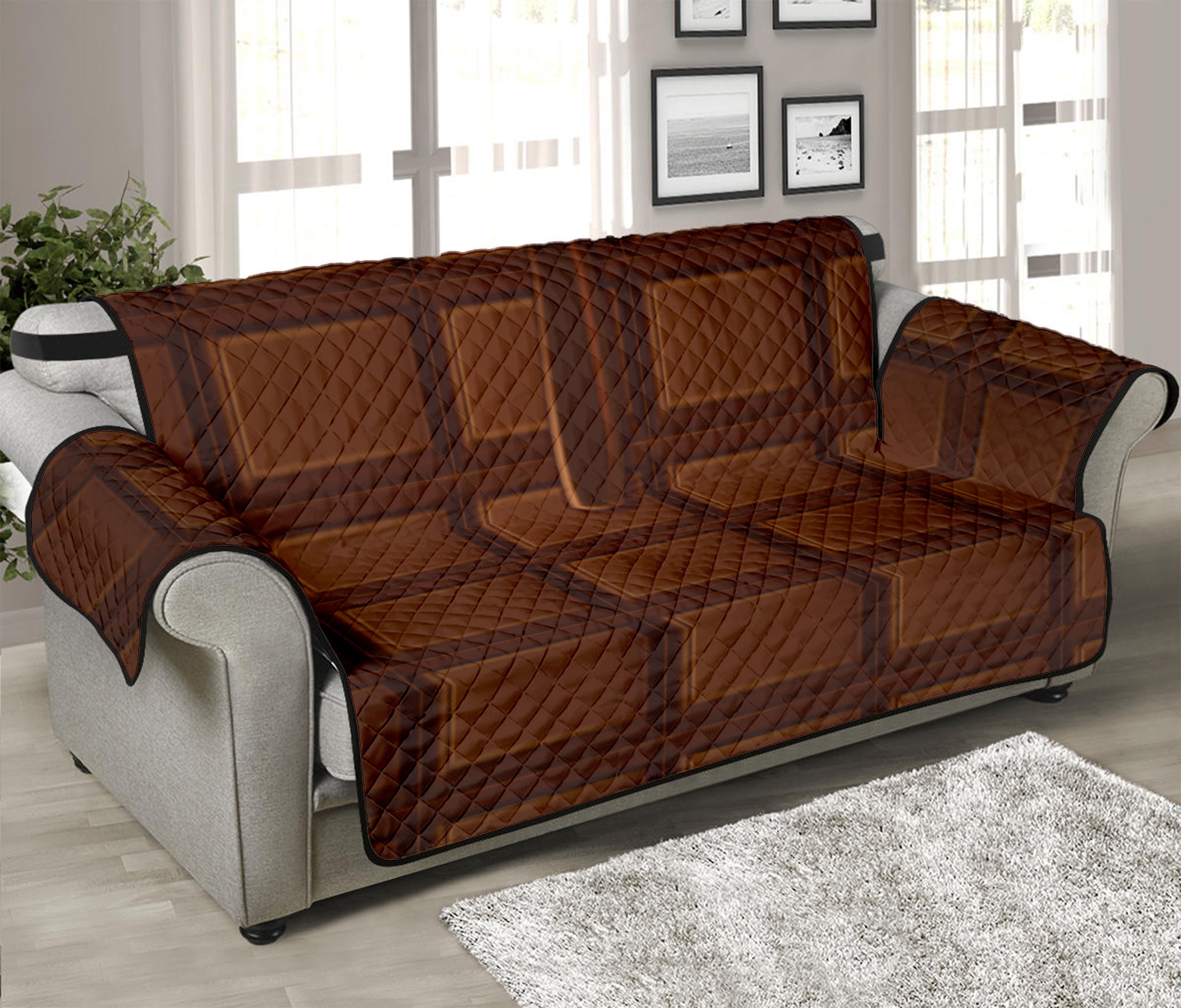 Chocolate Print Sofa Protector