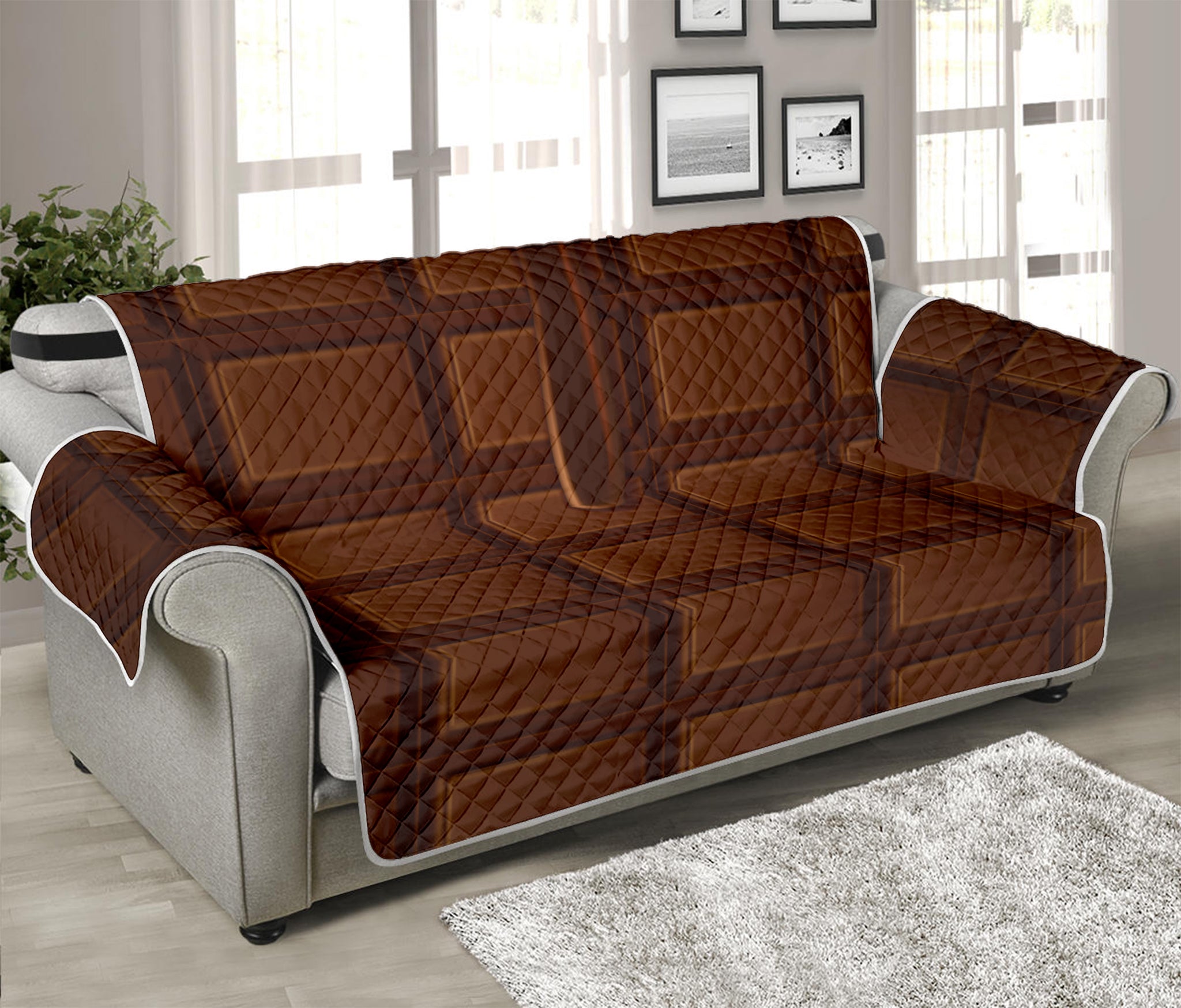 Chocolate Print Sofa Protector