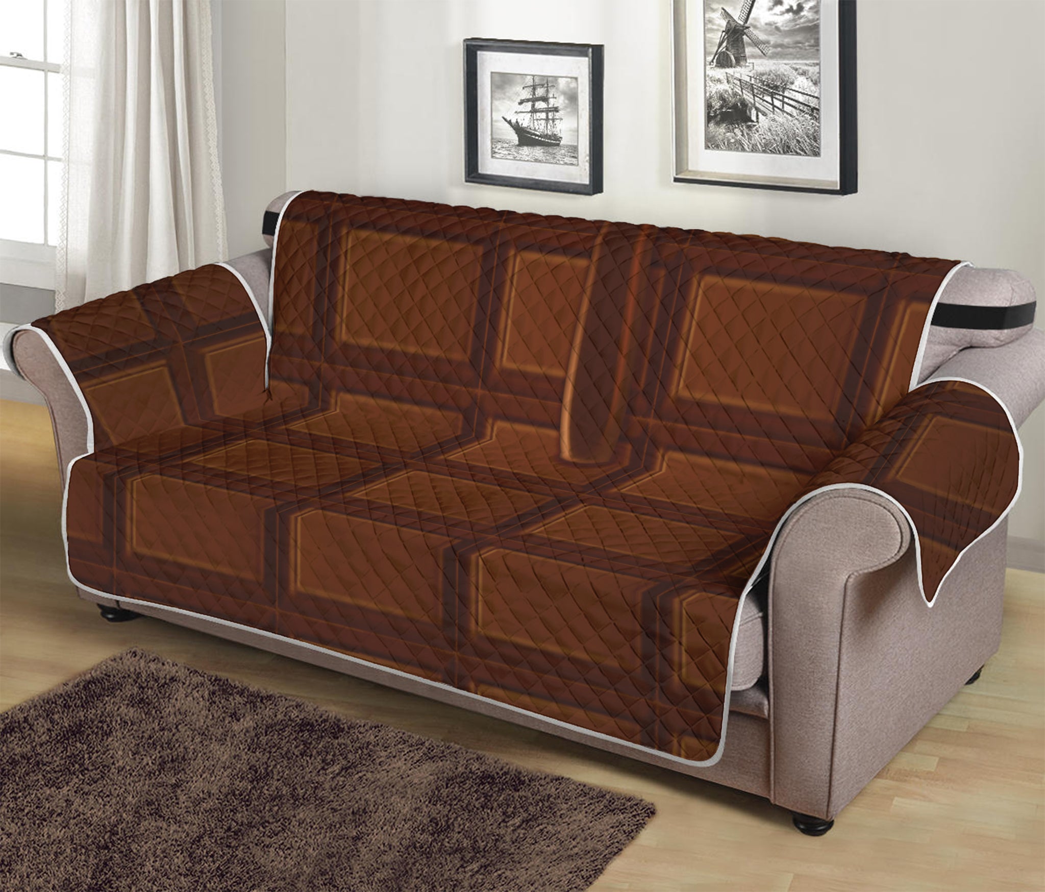 Chocolate Print Sofa Protector