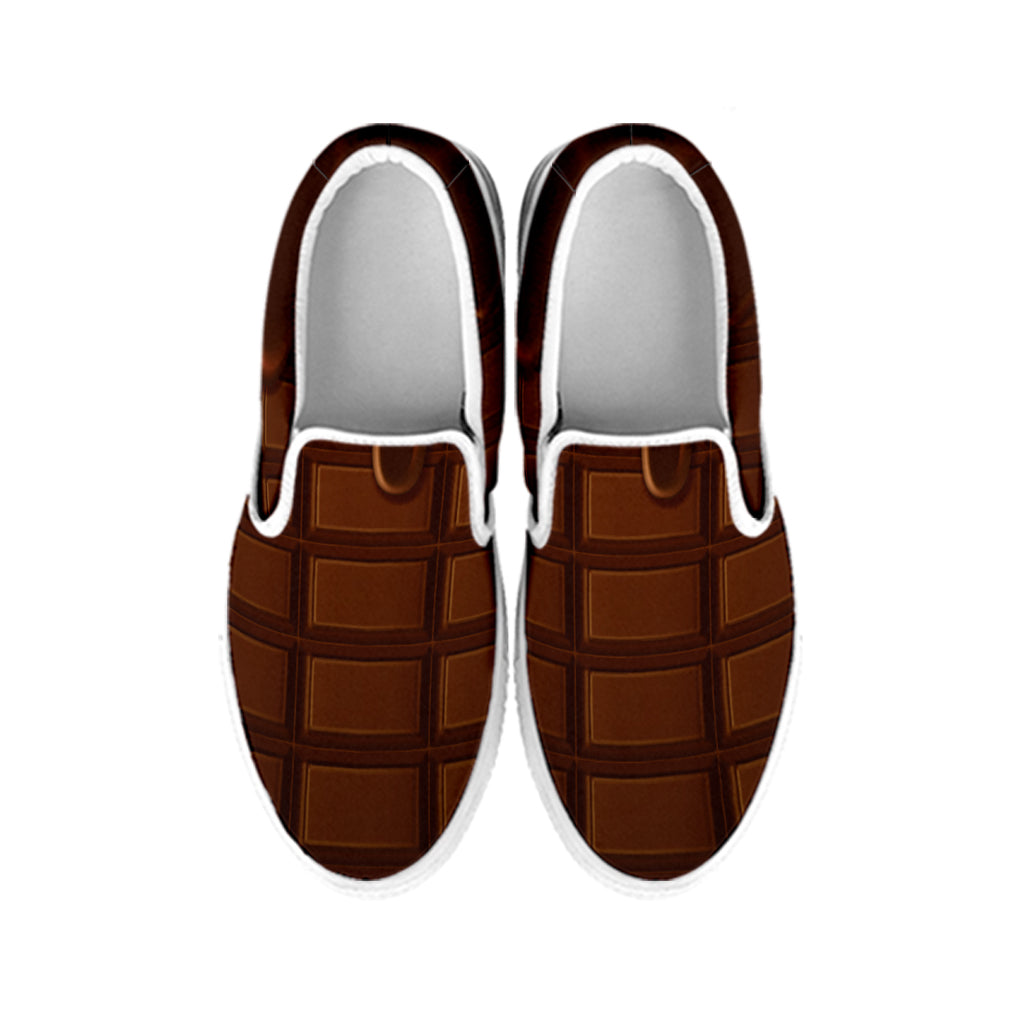 Chocolate Print White Slip On Shoes