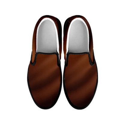 Chocolate Texture Print Black Slip On Shoes