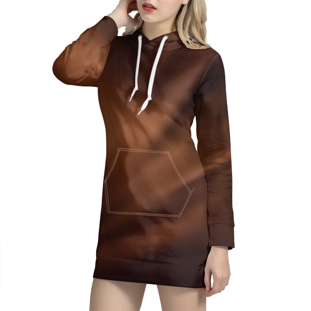 Chocolate Texture Print Hoodie Dress