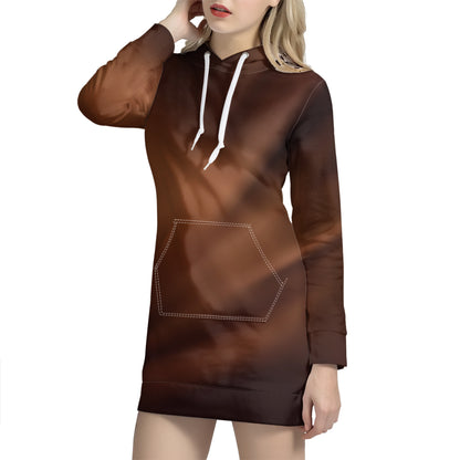 Chocolate Texture Print Hoodie Dress
