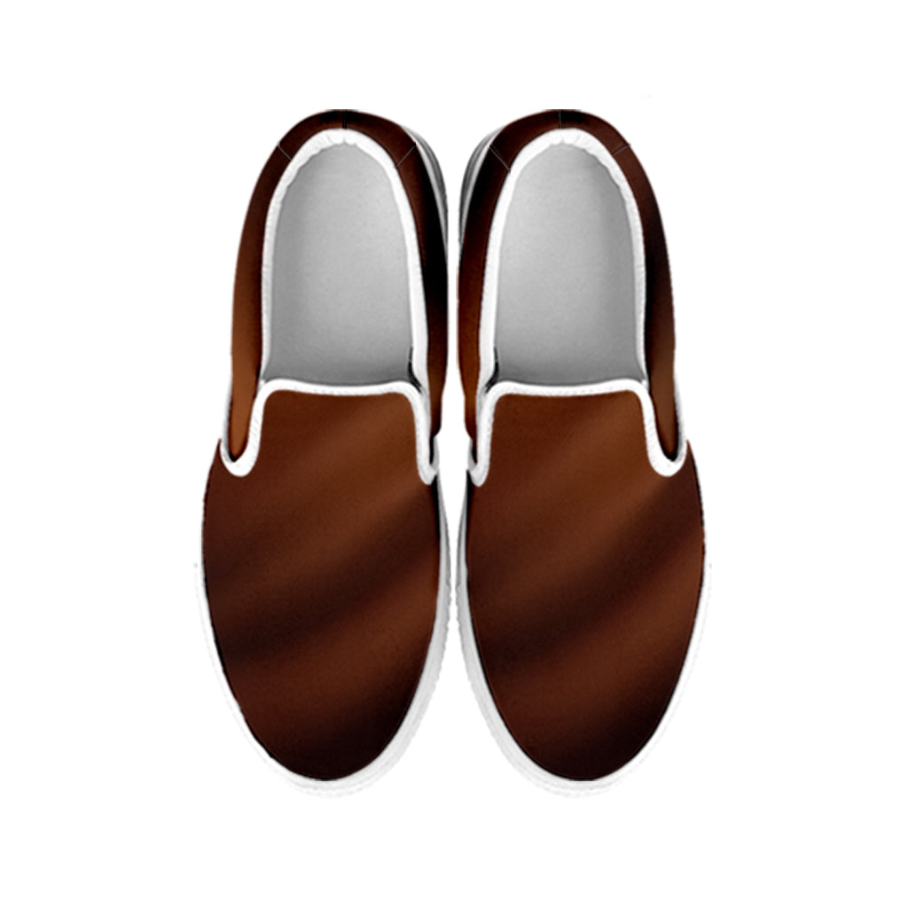 Chocolate Texture Print White Slip On Shoes