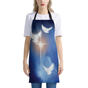 Christian Cross And White Doves Print Apron