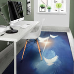 Christian Cross And White Doves Print Area Rug