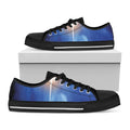 Christian Cross And White Doves Print Black Low Top Sneakers