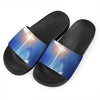 Christian Cross And White Doves Print Black Slide Sandals