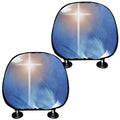 Christian Cross And White Doves Print Car Headrest Covers