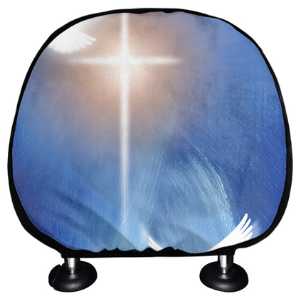 Christian Cross And White Doves Print Car Headrest Covers