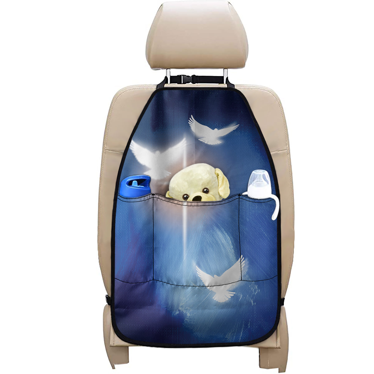 Christian Cross And White Doves Print Car Seat Organizers