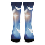 Christian Cross And White Doves Print Crew Socks