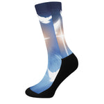 Christian Cross And White Doves Print Crew Socks