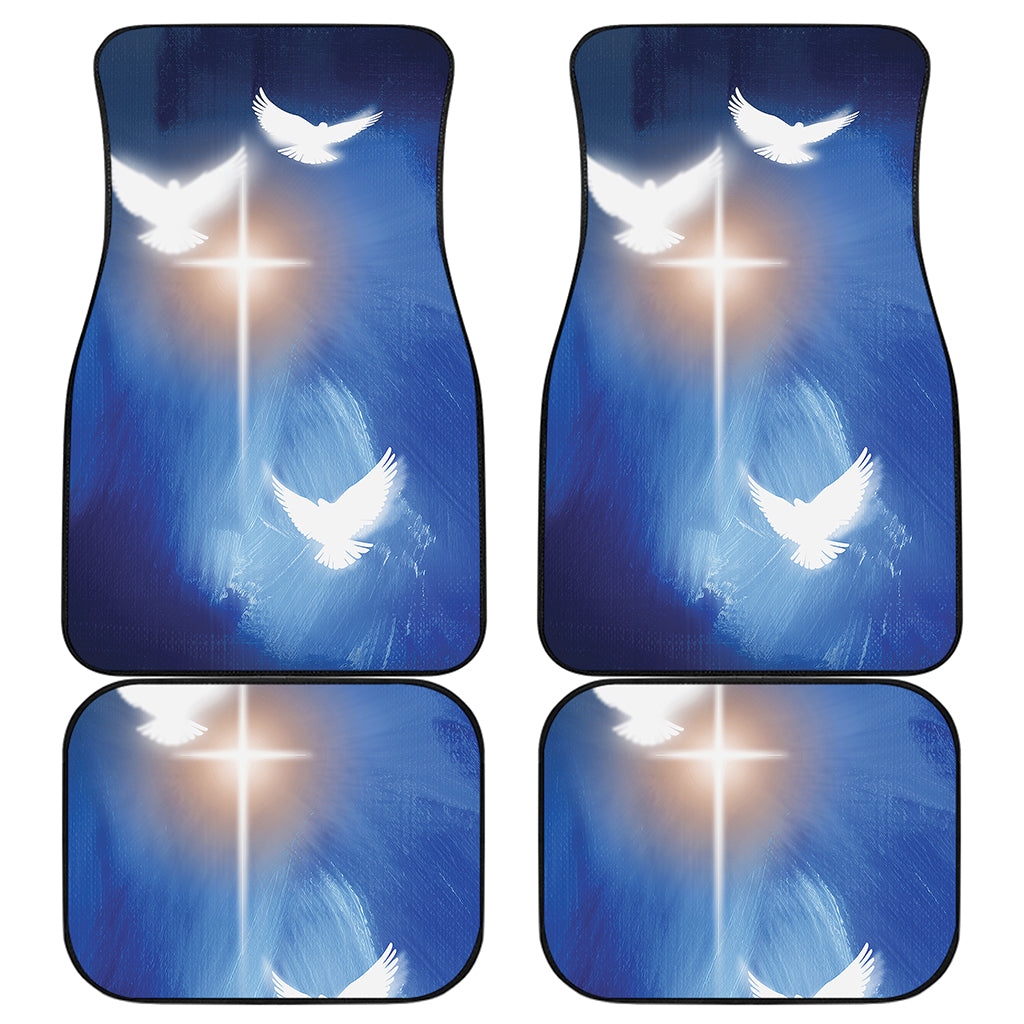 Christian Cross And White Doves Print Front and Back Car Floor Mats