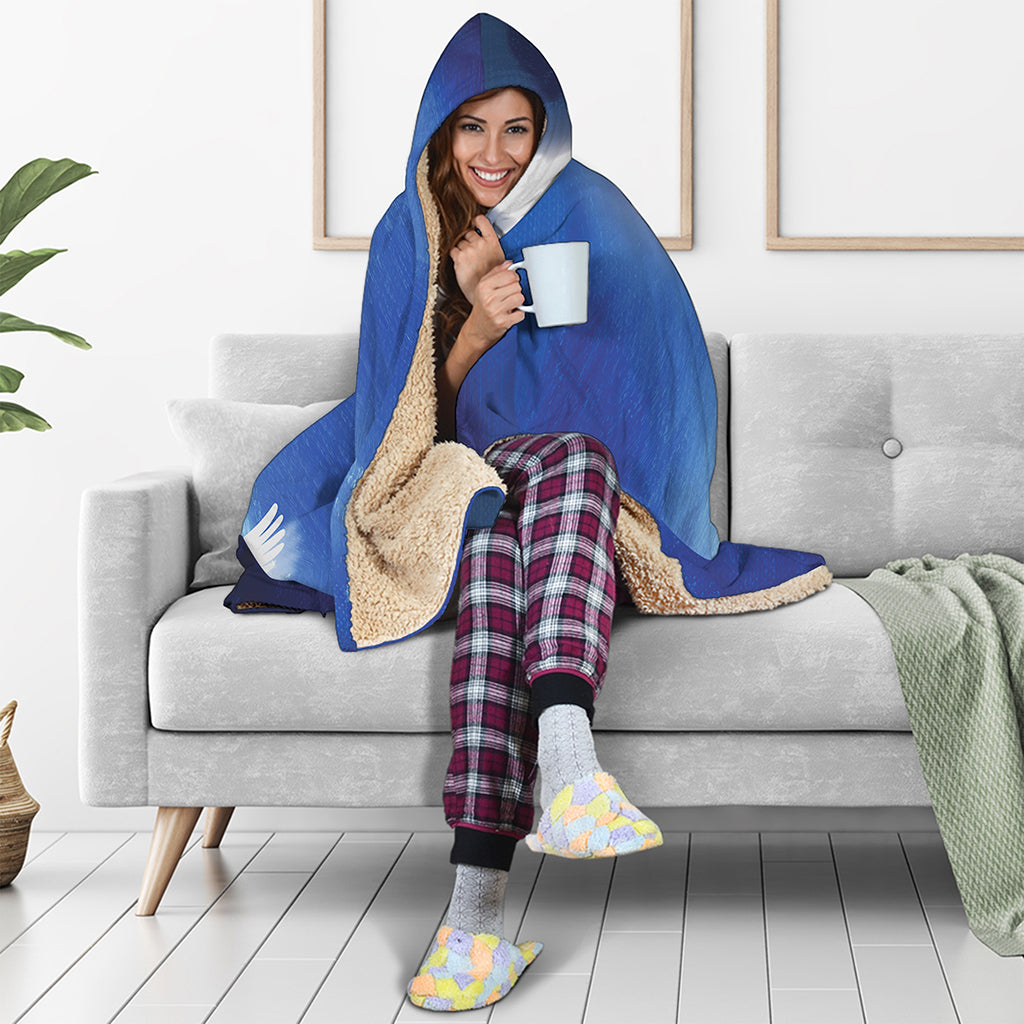 Christian Cross And White Doves Print Hooded Blanket