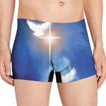 Christian Cross And White Doves Print Men's Boxer Briefs