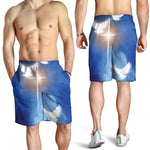 Christian Cross And White Doves Print Men's Shorts