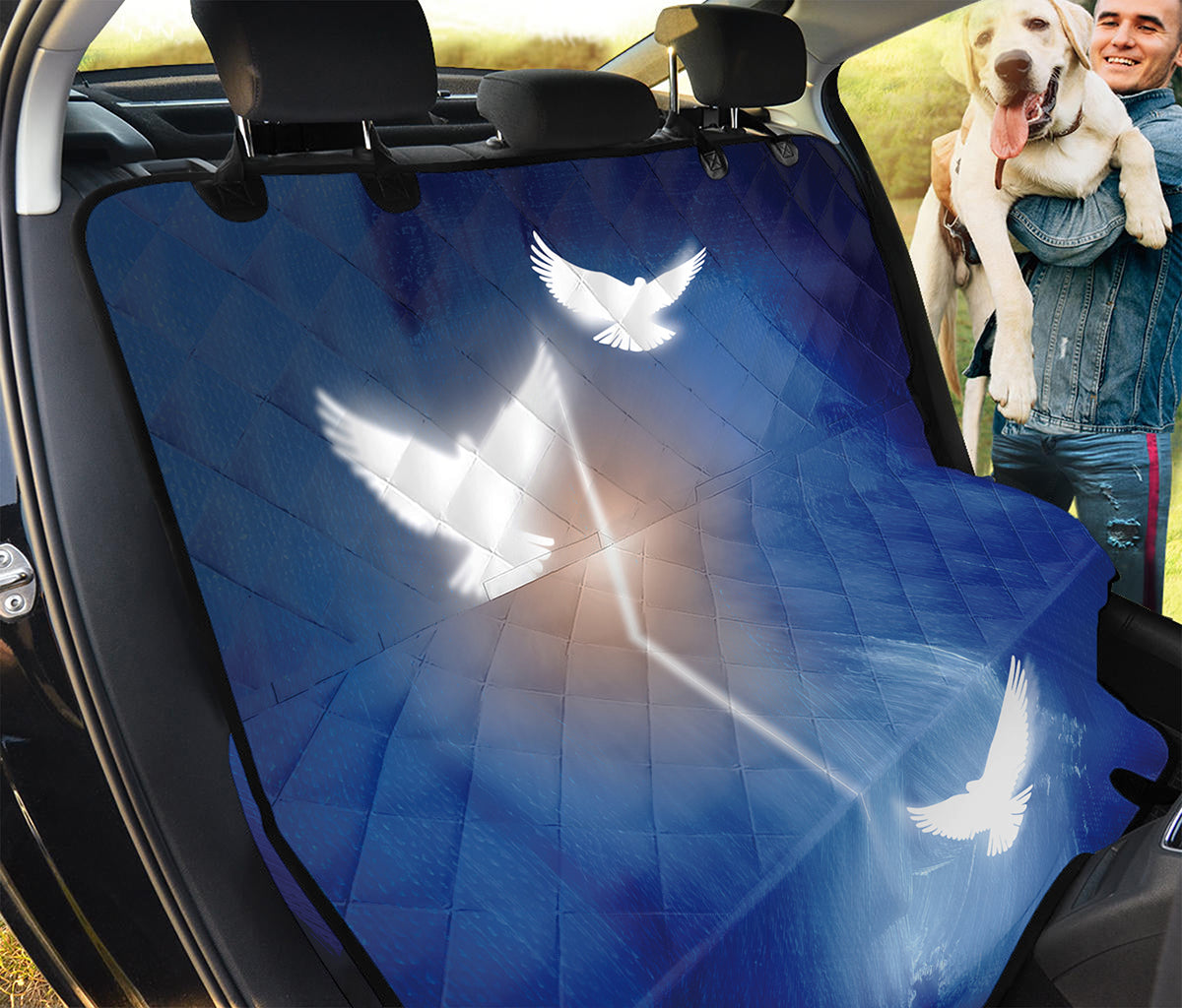 Christian Cross And White Doves Print Pet Car Back Seat Cover