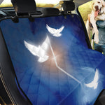 Christian Cross And White Doves Print Pet Car Back Seat Cover