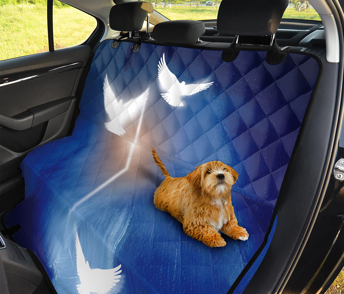 Christian Cross And White Doves Print Pet Car Back Seat Cover