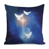 Christian Cross And White Doves Print Pillow Cover