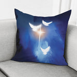 Christian Cross And White Doves Print Pillow Cover