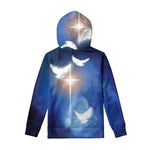 Christian Cross And White Doves Print Pullover Hoodie