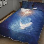 Christian Cross And White Doves Print Quilt Bed Set